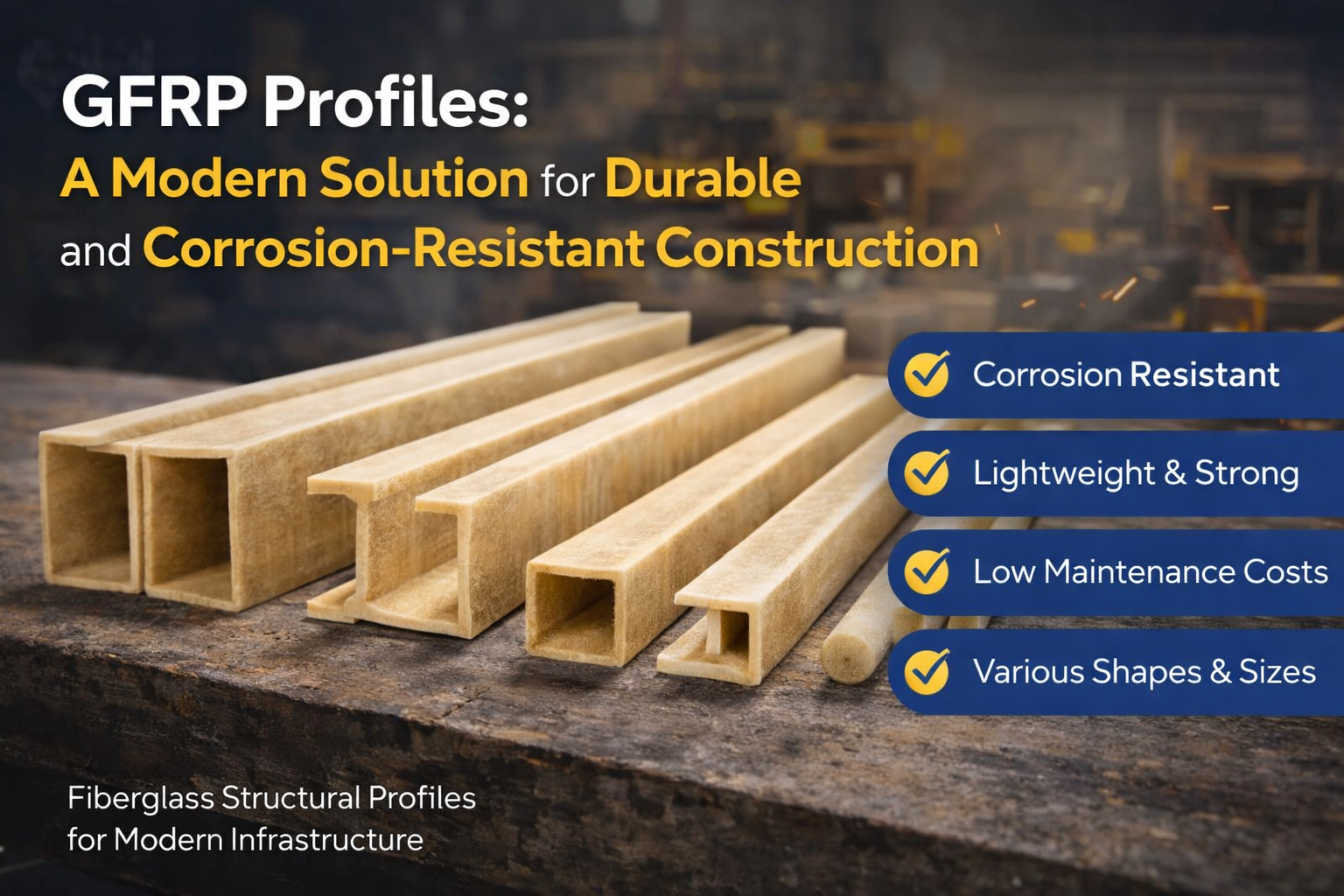 gfrp profiles fiberglass structural profiles corrosion resistant lightweight composite profiles