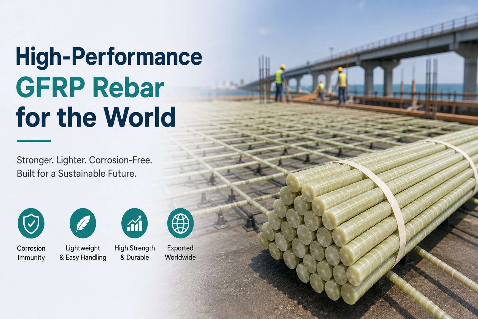 High-performance GFRP rebar for global infrastructure projects